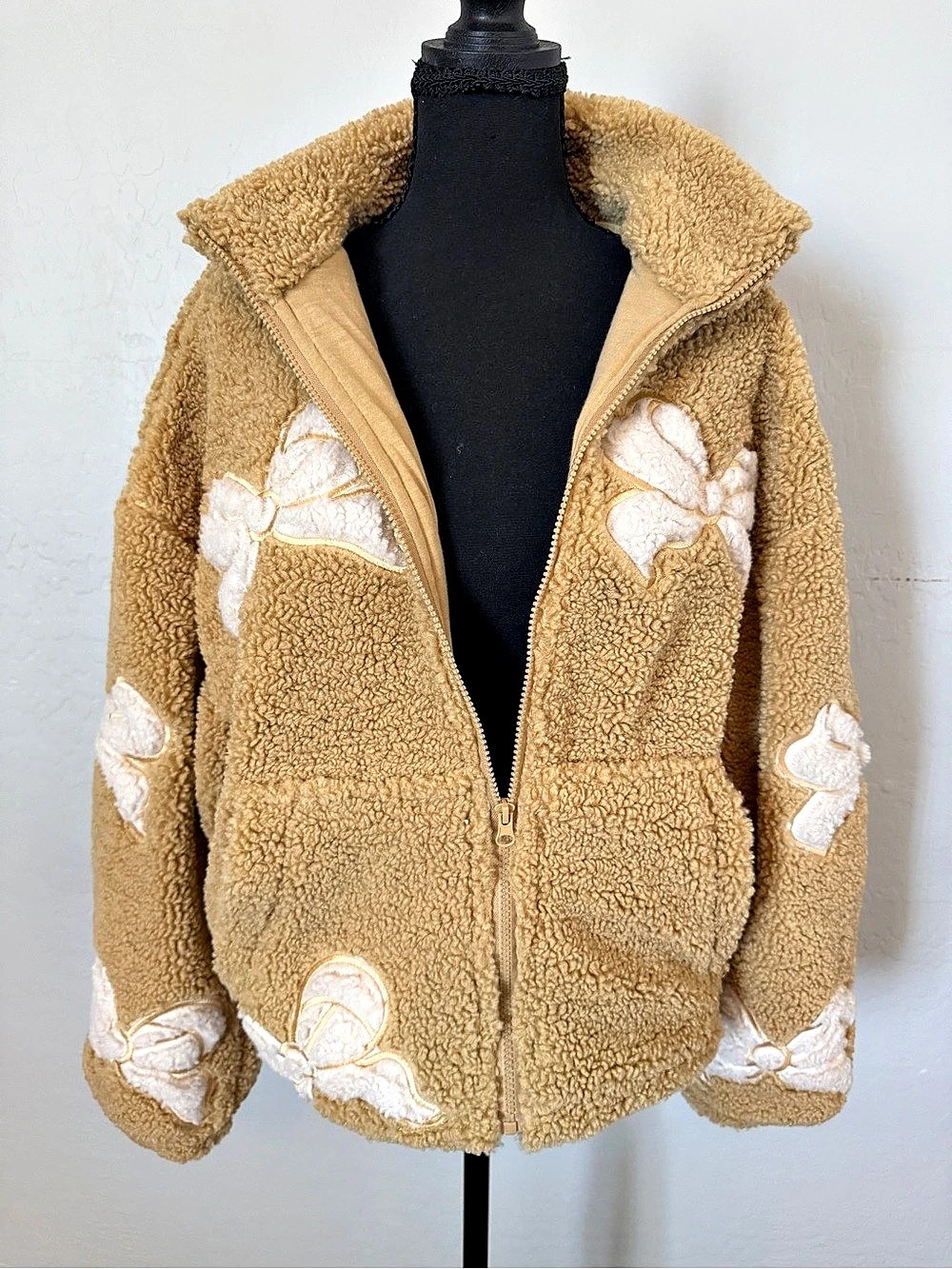 Thread & Supply Bow Patch Faux Shearling Jacket